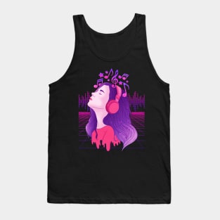 Vaporwave Girl EDM & Trance Dance Music Headphones Tank Top